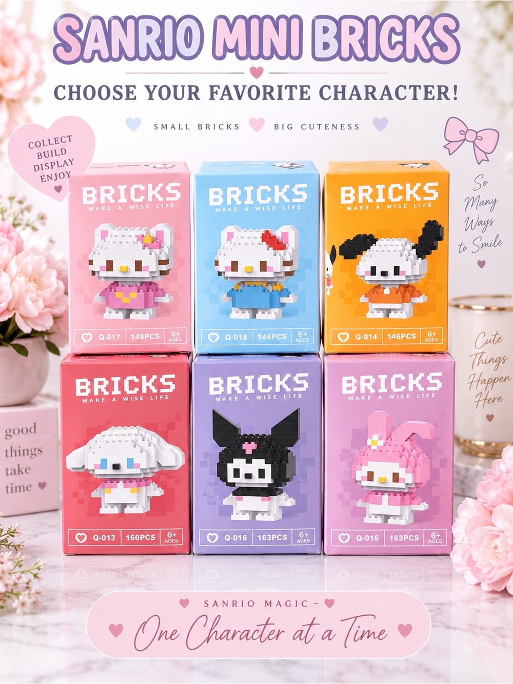 Sanrio Mini Bricks Collectible Character Building Set - Pink NIB